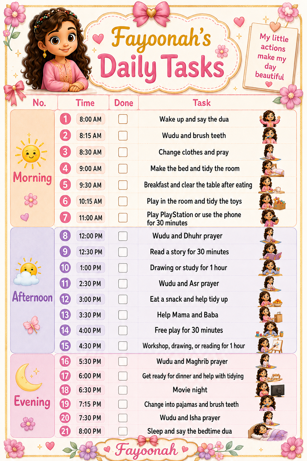 Fayoonah Daily Tasks E